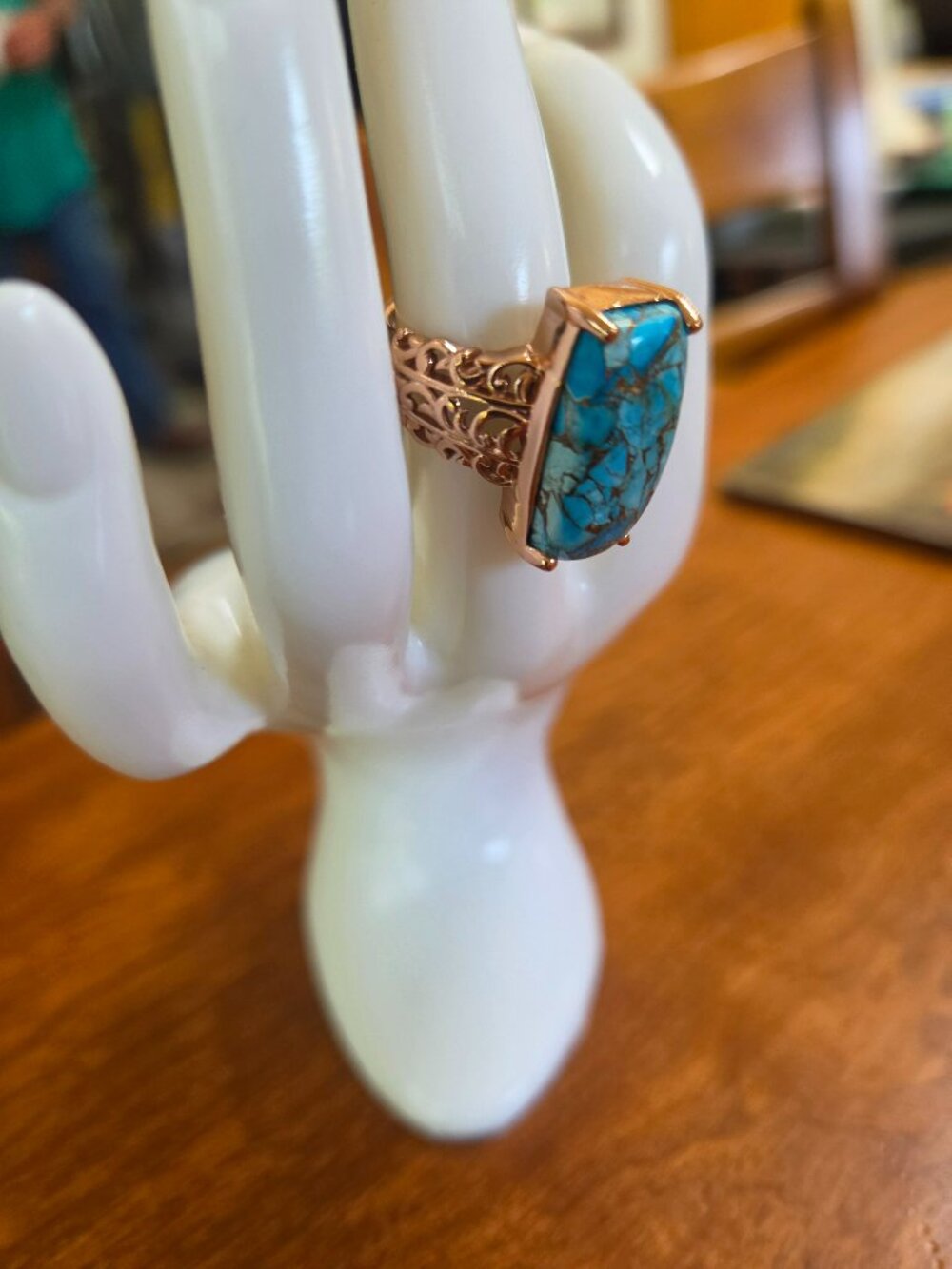 beautiful chestnut brine turquoise solitaire ring size 7